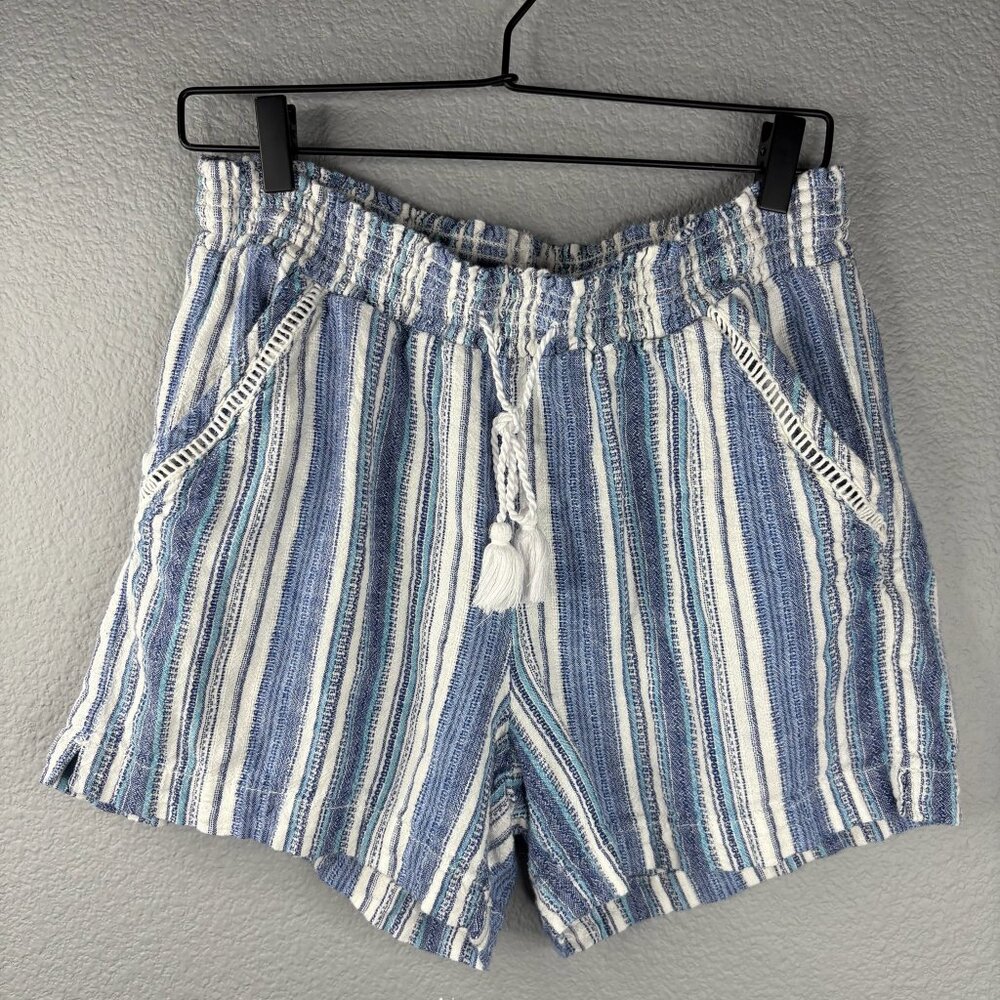 Briggs Slouchy Linen Blend Blue Striped Shorts